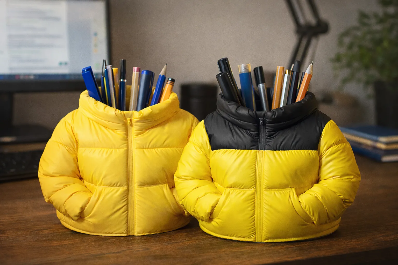 Puffer Jacket Pen Holder Cup